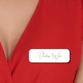 Etiqueta Para Nombres Elegante Monograma Moderno Guión Blanco Minimalist