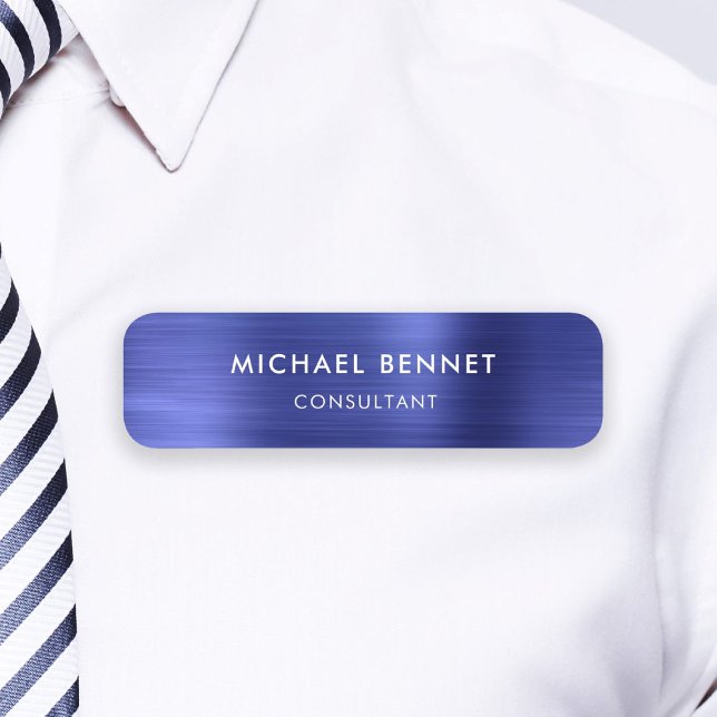 Etiqueta Para Nombres Elegante Navy Blue Profesional (Elegant Navy Blue Professional Business Name Tag)