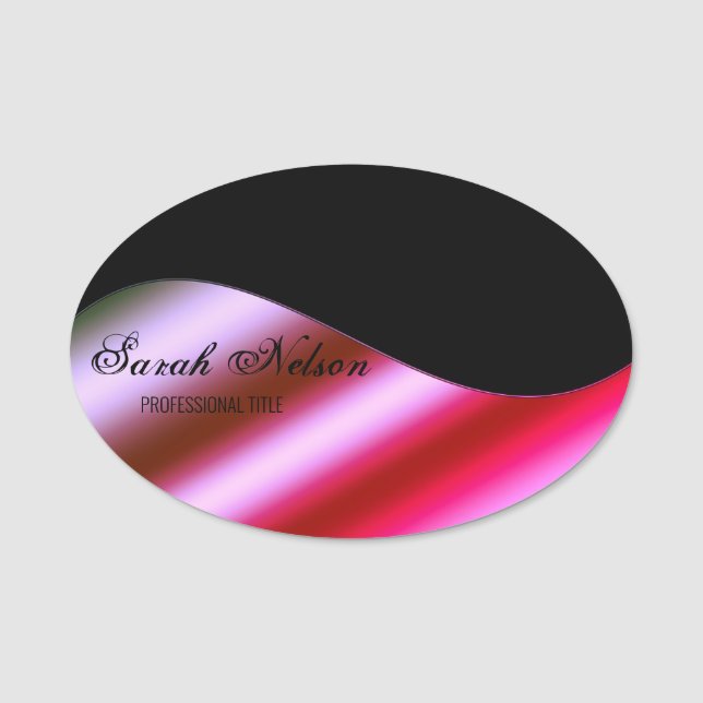 Etiqueta Para Nombres Elegante negro rosa (Anverso)