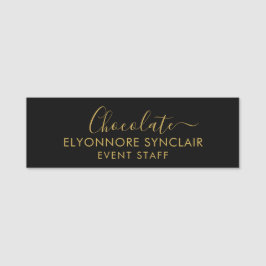 Etiqueta Para Nombres Elegante Personal de Eventos de Chocolate en Negro