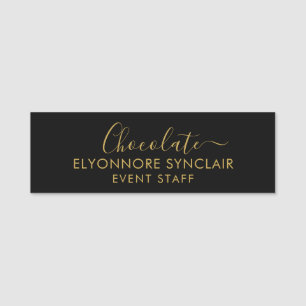 Etiqueta Para Nombres Elegante Personal de Eventos de Chocolate en Negro