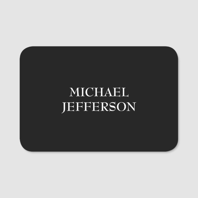 Etiqueta Para Nombres Elegante Personalizado personalizado blanco negro (Anverso)