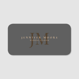 Etiqueta Para Nombres Elegante Profesional Plain Gray Gold