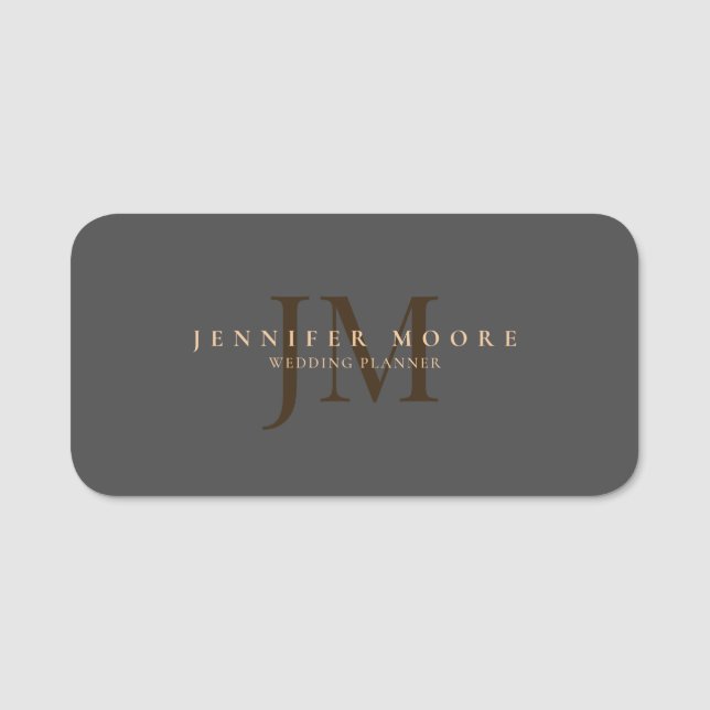 Etiqueta Para Nombres Elegante Profesional Plain Gray Gold (Anverso)