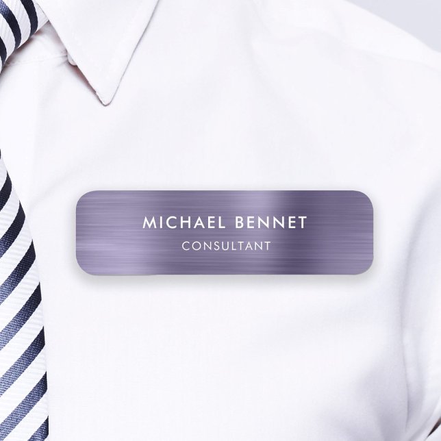 Etiqueta Para Nombres Elegante Purple Metallic Profesional Business (Elegant Purple Metallic Professional Business Name Tag)