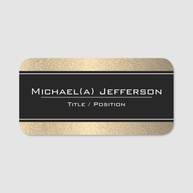 Etiqueta Para Nombres Elegante Purpurina De Lujo Negro En Lujo (Anverso)