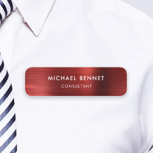 Etiqueta Para Nombres Elegante Red Metallic Profesional Business