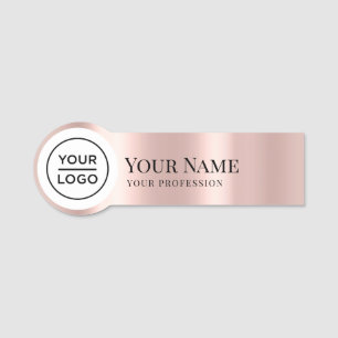 Etiqueta Para Nombres Elegante Rosa con logotipo de pines para empleados