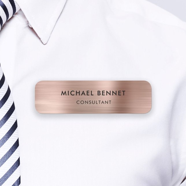 Etiqueta Para Nombres Elegante Rosa Gold Metallic Profesional Business (Elegant Rose Gold Metallic Professional Business Name Tag)