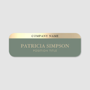 Etiqueta Para Nombres Elegante Sage Green & Gold: Ideal Para Profesional