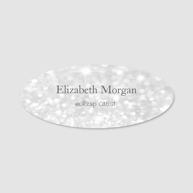 Etiqueta Para Nombres Elegante  Simple  Plata (Anverso)