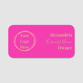 Etiqueta Para Nombres Empleado de oro moderno de color rosa caliente