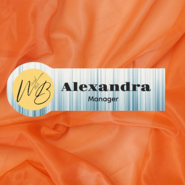 Etiqueta Para Nombres Empleado de restaurante moderno retro ligero azul (Subido por el creador)