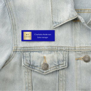 Etiqueta Para Nombres Empleado del logotipo comercial azul real