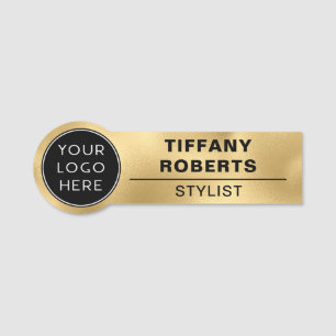 Etiqueta Para Nombres Empleado del logotipo de la empresa Gold Faux Meta