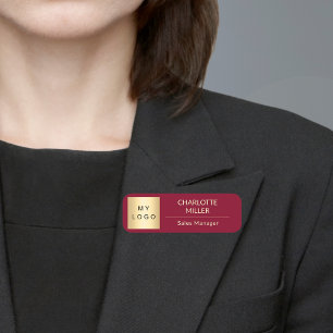 Etiqueta Para Nombres Empleado moderno del logo comercial de Borgoña