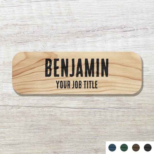 Etiqueta Para Nombres Empleado ruso Woodgrain Black Company Staff (Subido por el creador)