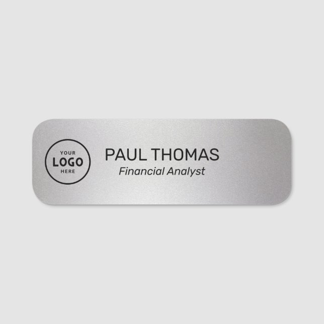 Etiqueta Para Nombres Empleado Título Profesional Moderno Magnético (Anverso)