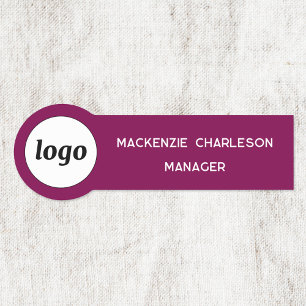Etiqueta Para Nombres Empleados con logotipo Magenta Pink Business