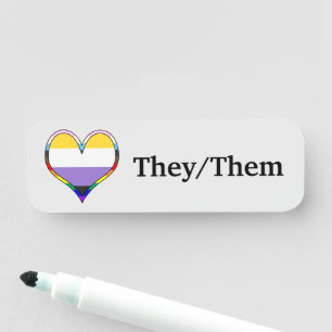 Etiqueta Para Nombres Enby Pride Heart