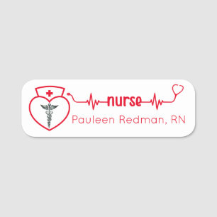 Etiqueta Para Nombres Enfermera inscrita RN Badge Classy Red Stylish