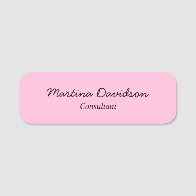 Etiqueta Para Nombres Escritura de mano creativa rosa original (Anverso)