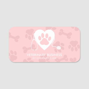 Etiqueta Para Nombres Estetoscopio Corazón de Garra Doctor Veterinario M