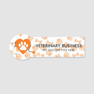Etiqueta Para Nombres Estetoscopio de Corazón de Garra Veterinario Docto