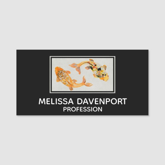 Etiqueta Para Nombres Estiloso Koi Fish (Anverso)