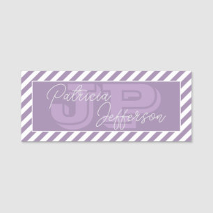 Etiqueta Para Nombres Estribos blancos elegantes de niebla morada: Monog
