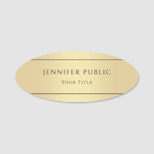 Etiqueta Para Nombres Faux Gold Stylish Glamorous Trendy Template Oval