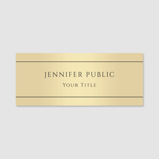 Etiqueta Para Nombres Faux Gold Trendy Elegant Glamorous Template (Anverso)