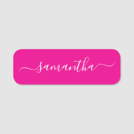 Etiqueta Para Nombres Firma femenina rosa y blanca