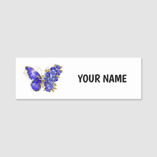 Etiqueta Para Nombres Flor Sapphire Mariposa (Anverso)