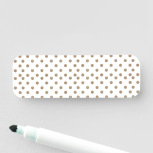 Etiqueta Para Nombres fondo blanco con puntos de polka marrón