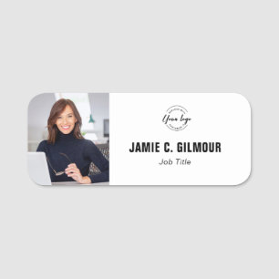 Etiqueta Para Nombres Foto de empleado Logotipo de negocio personalizado