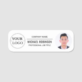 Etiqueta Para Nombres Foto de empleado profesional con logotipo corporat
