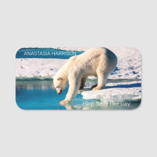 Etiqueta Para Nombres Foto: Monograma de oso polar Texto Cambio climátic