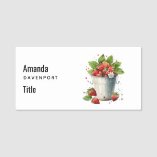 Etiqueta Para Nombres Fresas frescas recolectadas en un cubo
