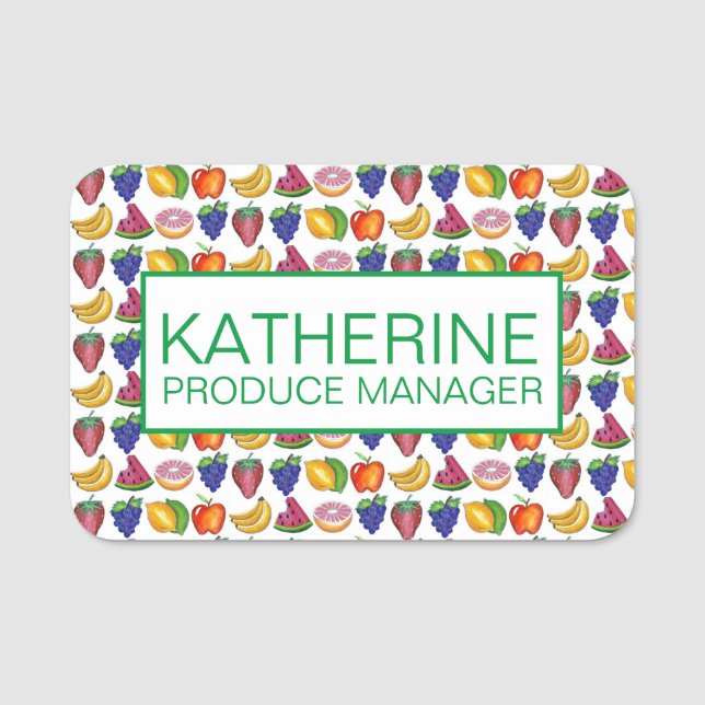 Etiqueta Para Nombres Fruit Watermelon Lemon Apple Banana Grocería Store (Anverso)