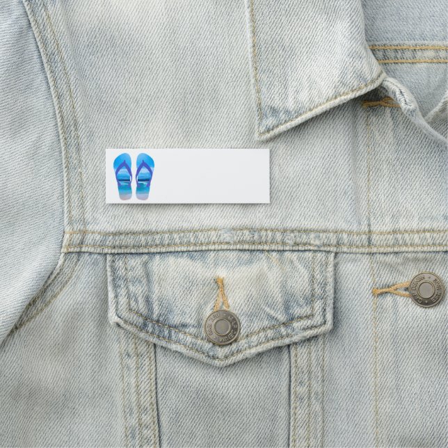 Etiqueta Para Nombres Fun Flip Flops with Beach Scene (In situ)