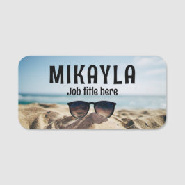 Etiqueta Para Nombres Gafas de oro de moda en una playa óptica