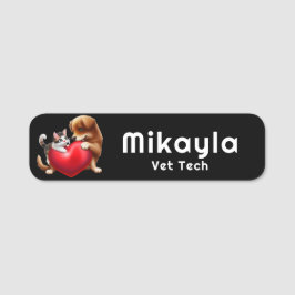 Etiqueta Para Nombres Gatito y pimienta y corazón