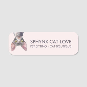 Etiqueta Para Nombres Gato Esfinge Canadiense Rosa Elegante