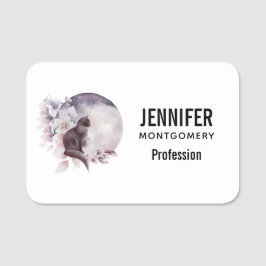 Etiqueta Para Nombres Gato negro por una luna llena mágica