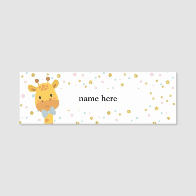 Etiqueta Para Nombres Giraffe, animal (Anverso)