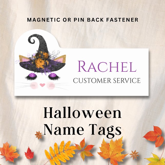 Etiqueta Para Nombres Glamour Halloween Witch Cat Nombre personalizado (Subido por el creador)