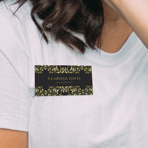 Etiqueta Para Nombres Gold And Black Faux Foil Luxury Elegant Damask