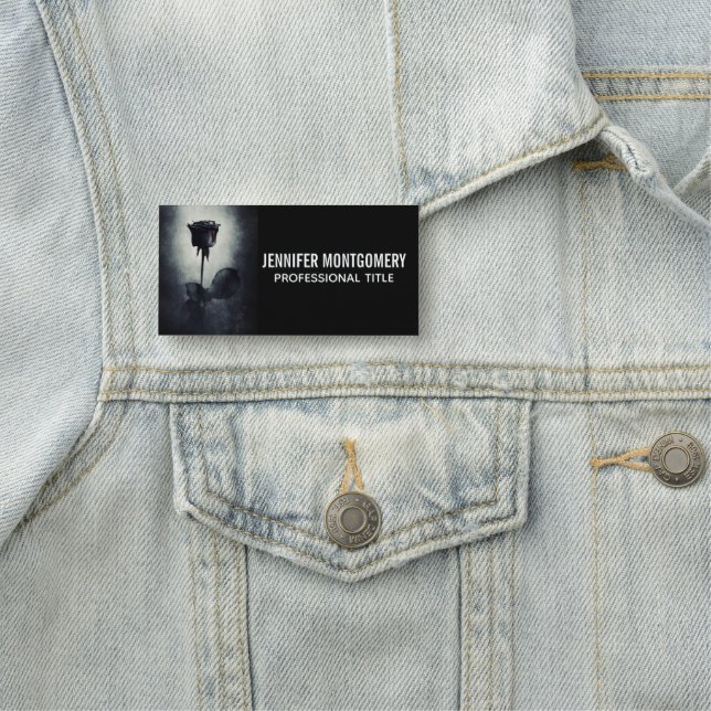 Etiqueta Para Nombres Gótico Rosa negro goteo sangre macabra profesión (In situ)