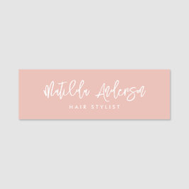 Etiqueta Para Nombres Guión moderno minimalista y elegante de color rosa
